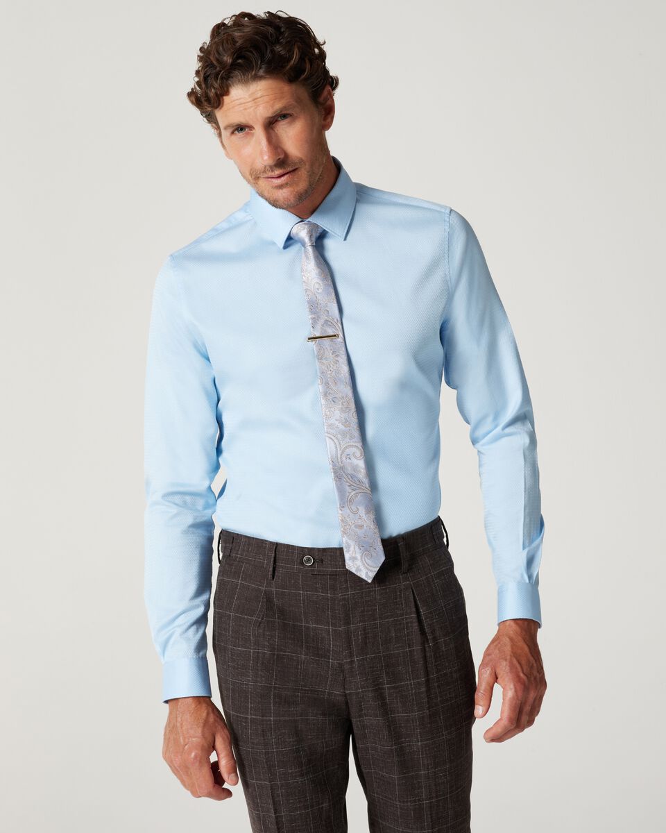 Slim Long-Sleeve Herringbone Shirt